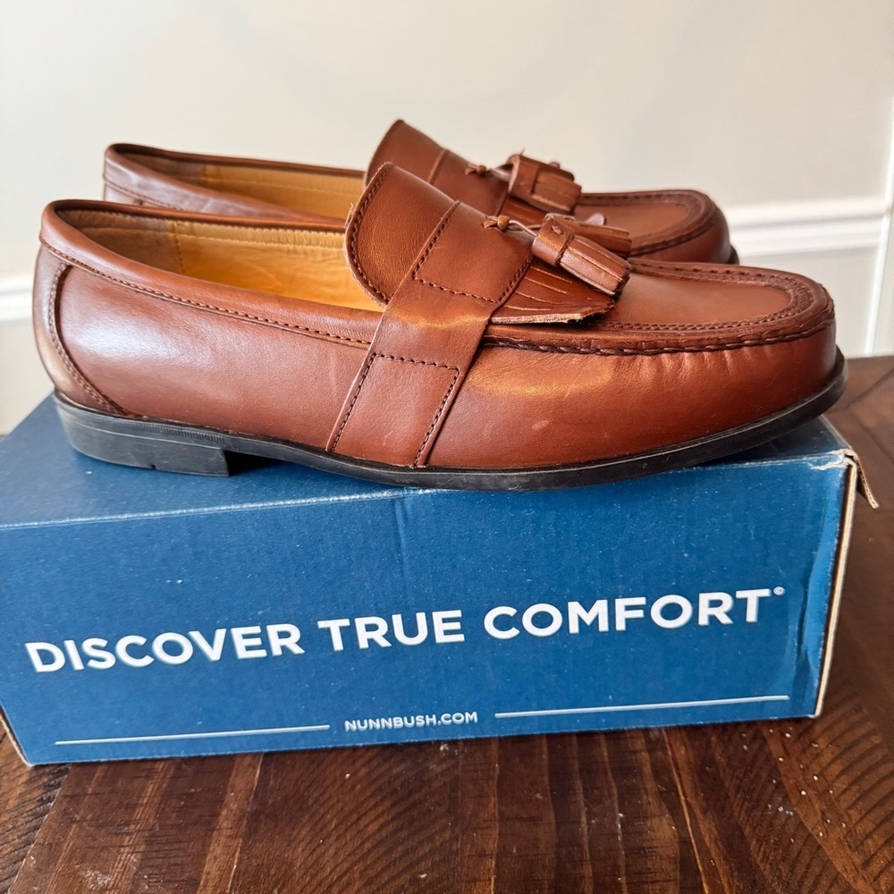 Nunn Bush Gel Comfort Men's Brown Leather Slip On Dress Loafers size 11 - Picture 3 of 16